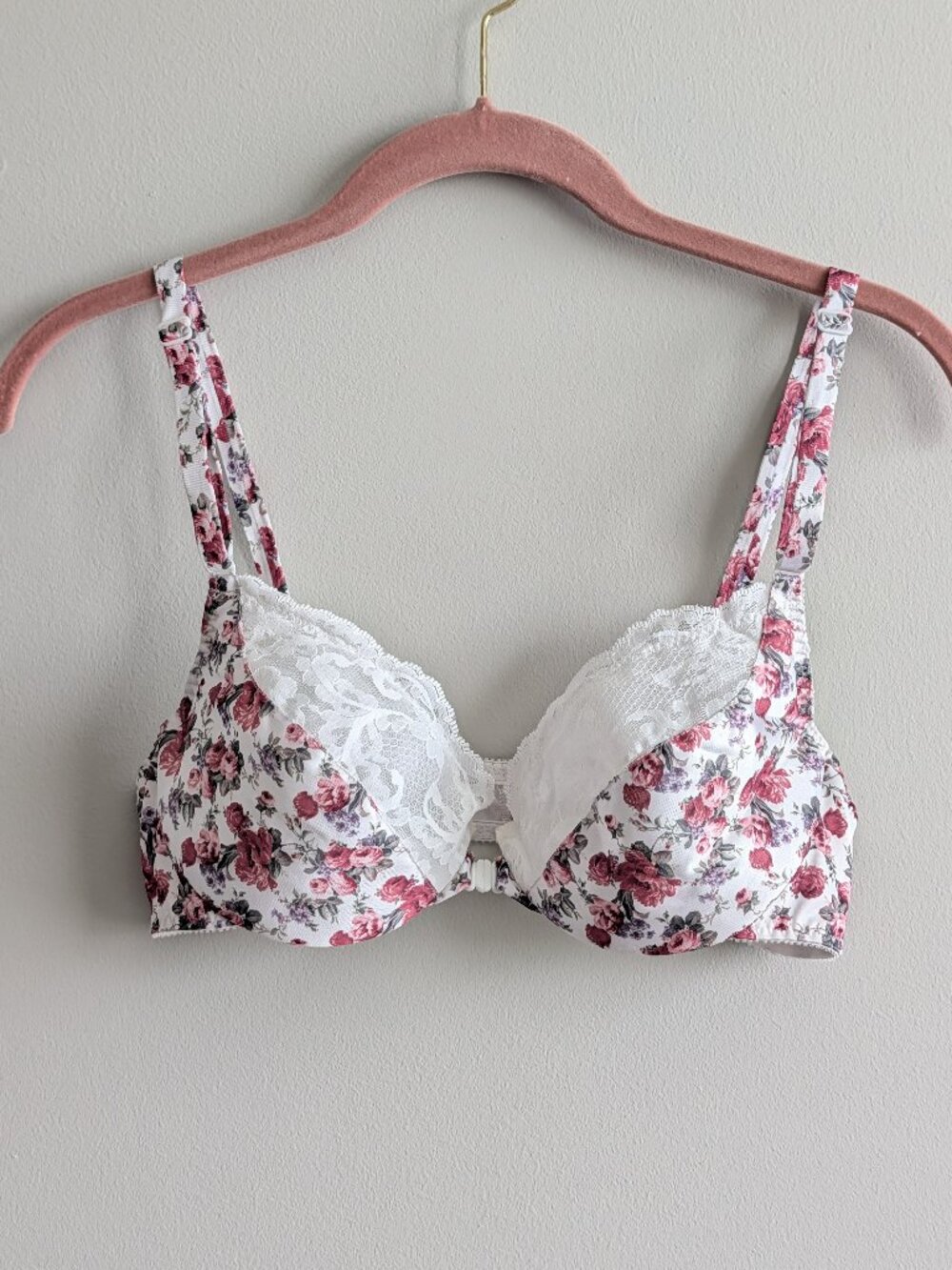 Vtg Maidenform Sweet Nothings Front Close Underwire Bra 36C #6887 Lace Floral